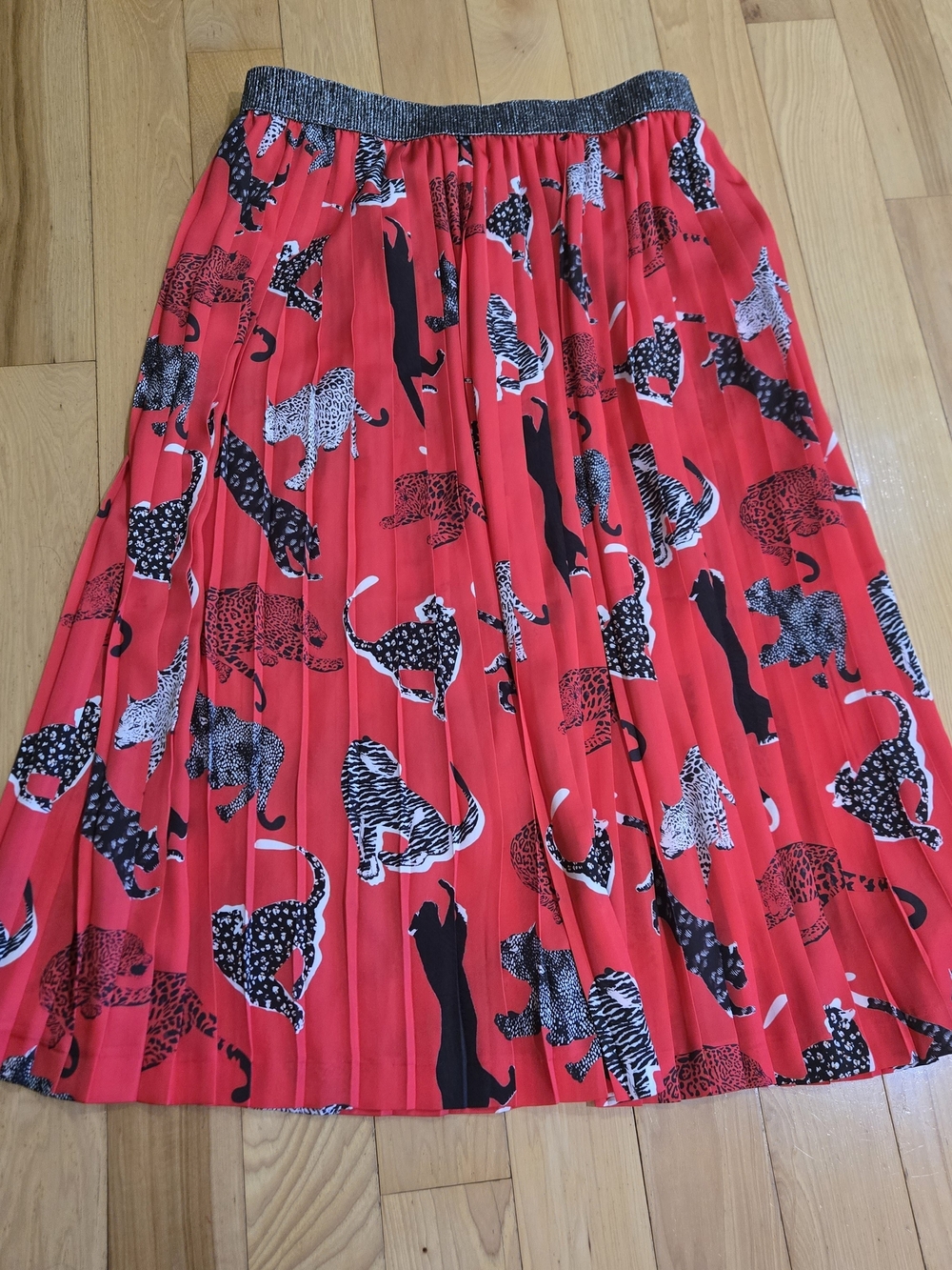 Helene London/ Helene Berman Jungle Cat Pleated Midi Skirt